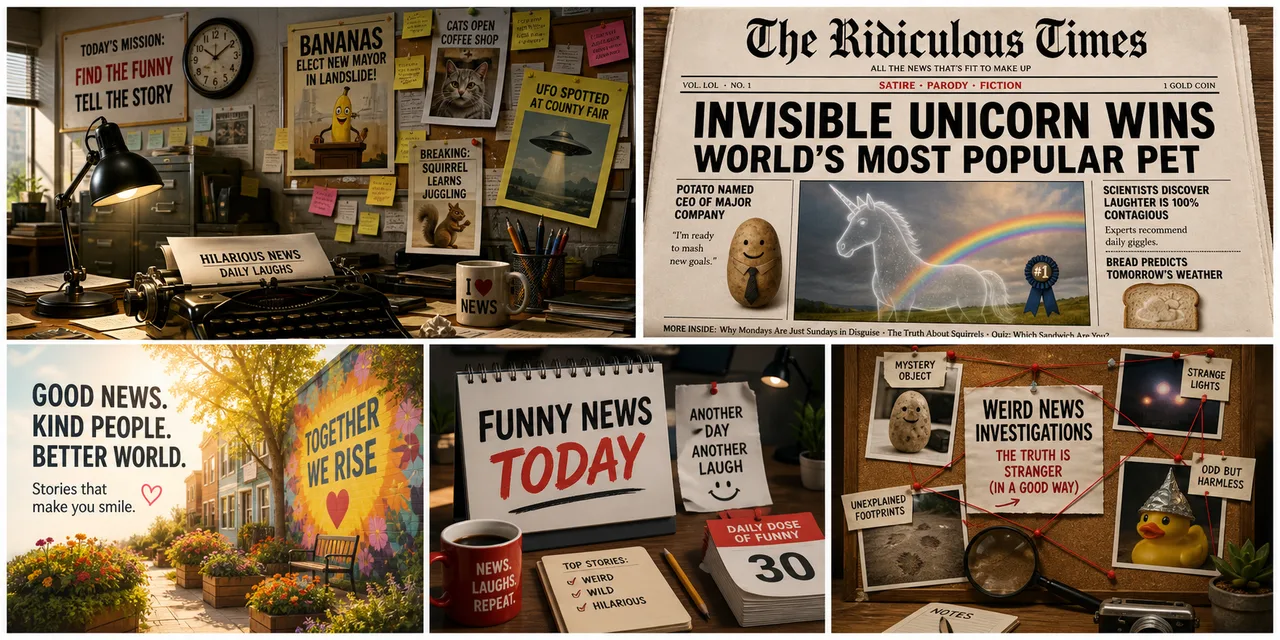A funny editorial desk arranged for short video explainers.